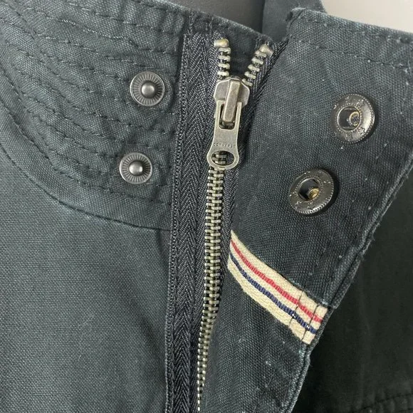 Converse One Star Black Jacket Quilted Lined Zip Snap Front Coat Size XS - Picture 5 of 10